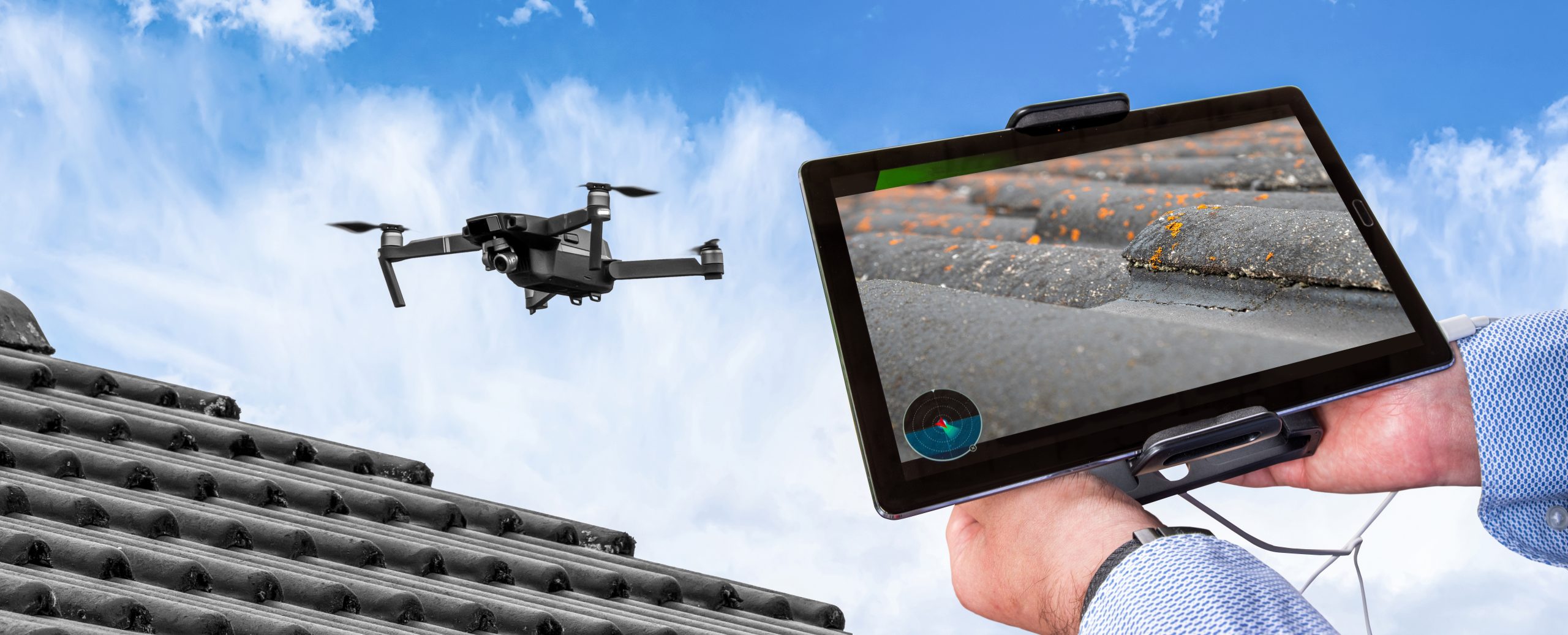 Drone being used with an tablet screen facing the screen