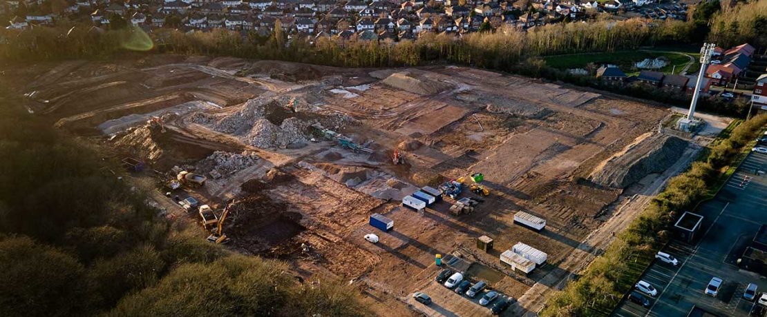 Brownfield site, with mud
